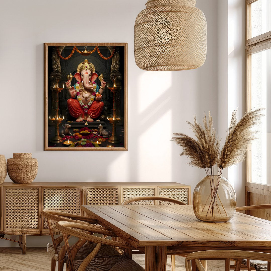 Adorn your space with this exquisite depiction of Lord Ganesha, embodying tranquility and divine for Extra Kitchen