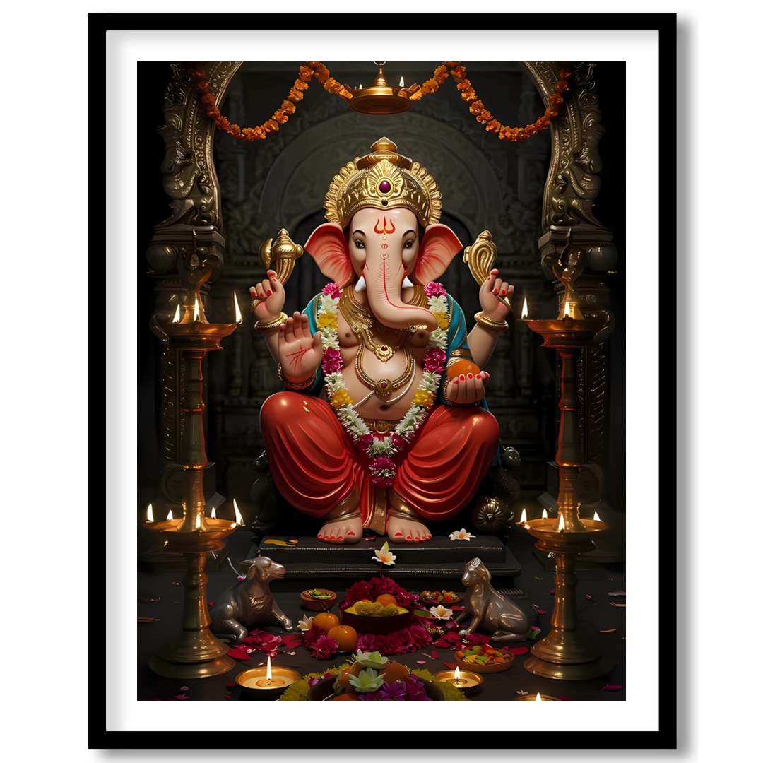 Adorn your space with this exquisite depiction of Lord Ganesha, embodying tranquility and divine for house