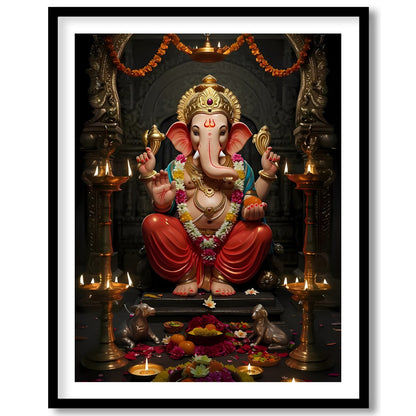 Adorn your space with this exquisite depiction of Lord Ganesha, embodying tranquility and divine for house