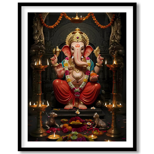 Adorn your space with this exquisite depiction of Lord Ganesha, embodying tranquility and divine for house