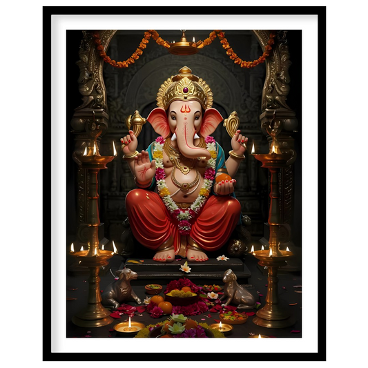 Adorn your space with this exquisite depiction of Lord Ganesha, embodying tranquility and divine for house