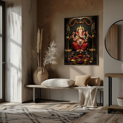Adorn your space with this exquisite depiction of Lord Ganesha, embodying tranquility and divine for lovely-house