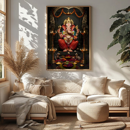 Adorn your space with this exquisite depiction of Lord Ganesha, embodying tranquility and divine for Sitting Area