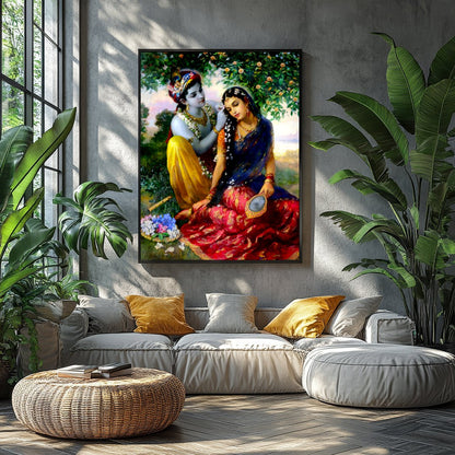 This enchanting artwork captures a serene moment of affection set within a lush garden. Featuring for Balcony