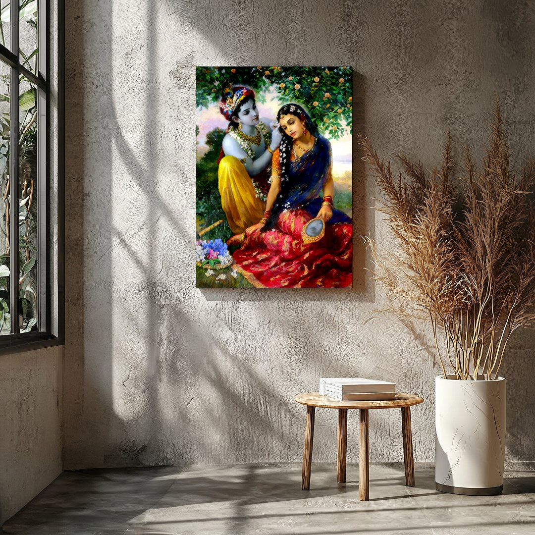 This enchanting artwork captures a serene moment of affection set within a lush garden. Featuring for Entrance
