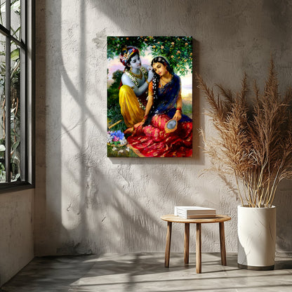 This enchanting artwork captures a serene moment of affection set within a lush garden. Featuring for Entrance