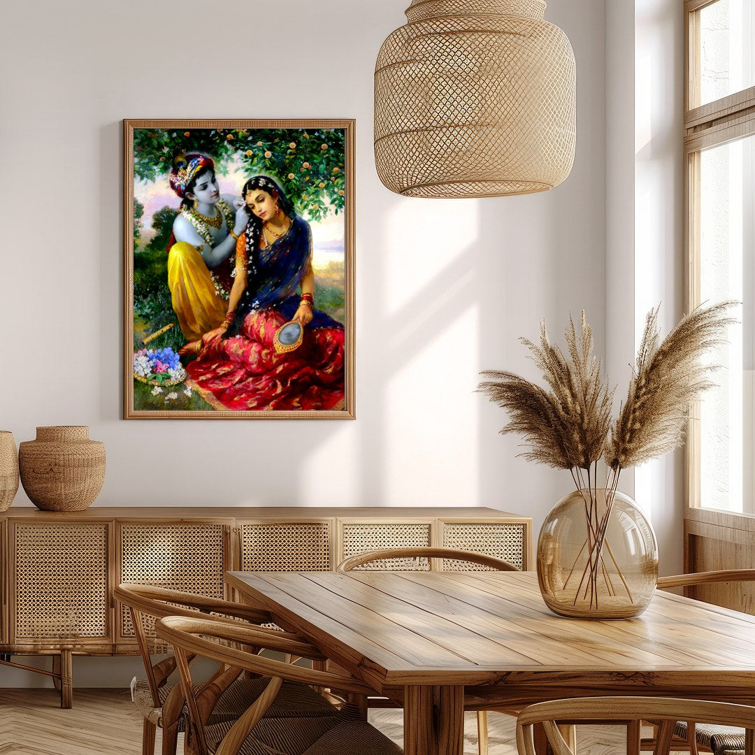 This enchanting artwork captures a serene moment of affection set within a lush garden. Featuring for Extra Kitchen