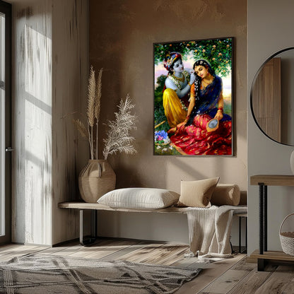 This enchanting artwork captures a serene moment of affection set within a lush garden. Featuring for kitchen