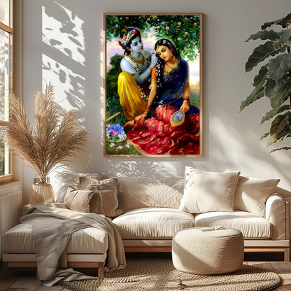 This enchanting artwork captures a serene moment of affection set within a lush garden. Featuring for Sitting Area