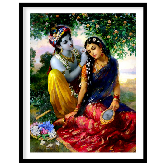 This enchanting artwork captures a serene moment of affection set within a lush garden. Featuring for sweet-home