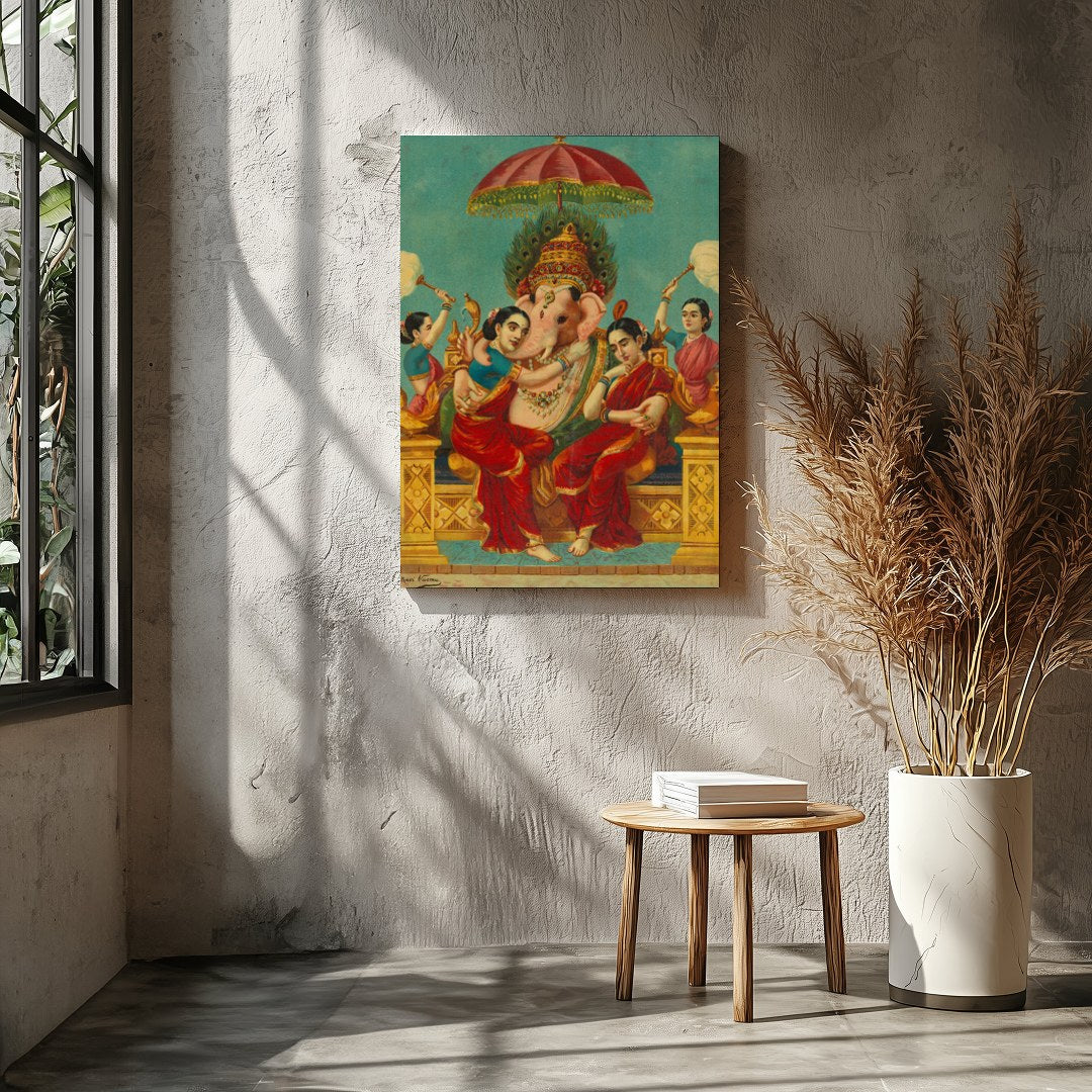 Immerse yourself in the captivating serenity of this traditional Indian art piece. The vibrant for Entrance