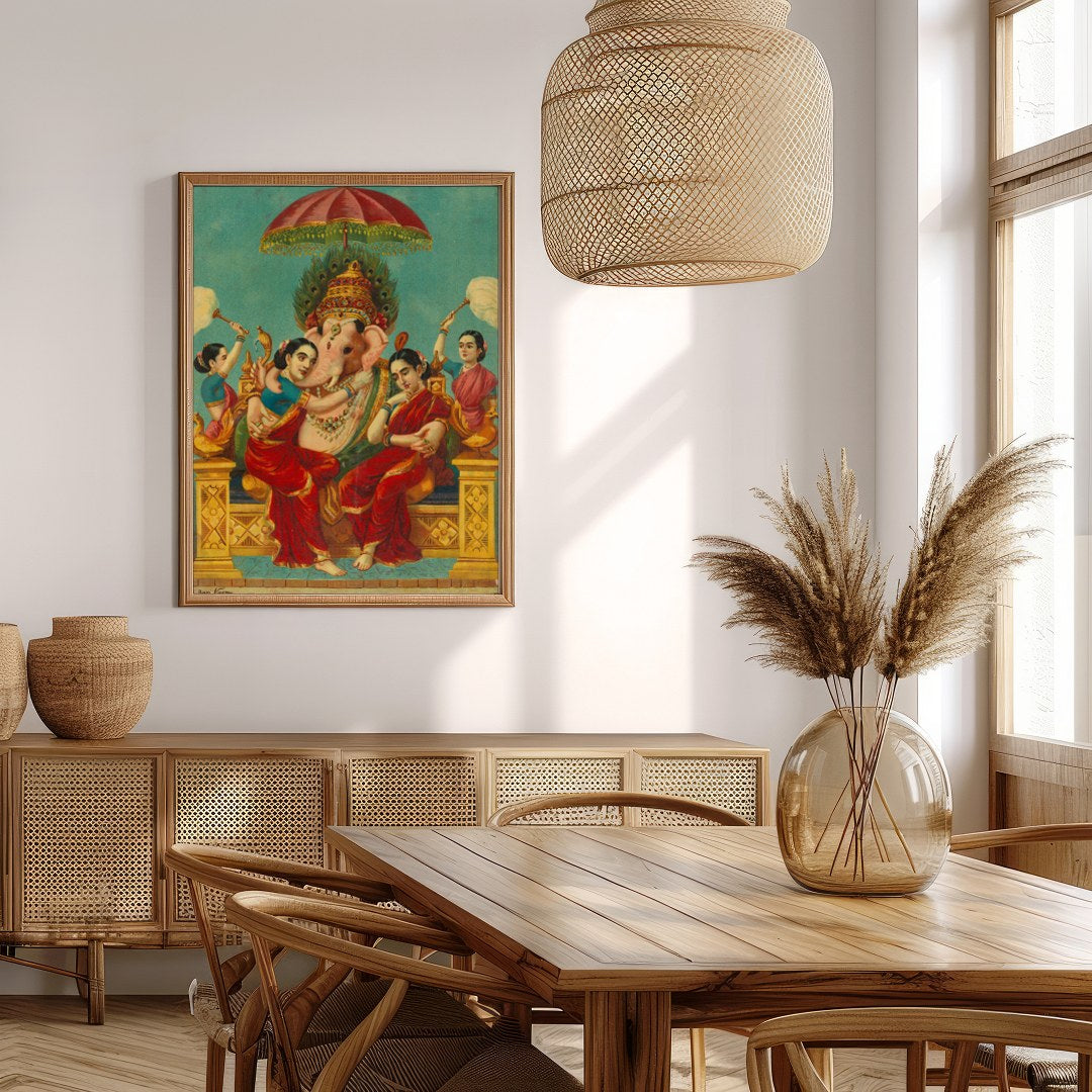 Immerse yourself in the captivating serenity of this traditional Indian art piece. The vibrant for Extra Kitchen