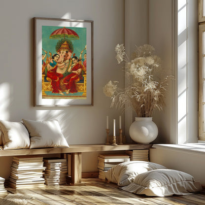 Immerse yourself in the captivating serenity of this traditional Indian art piece. The vibrant for haven