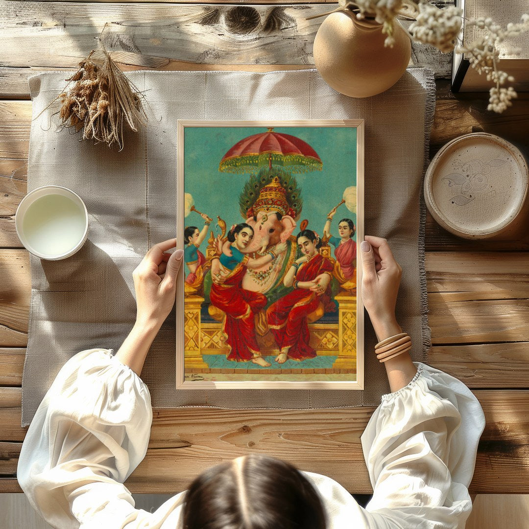 Immerse yourself in the captivating serenity of this traditional Indian art piece. The vibrant for Kitchen