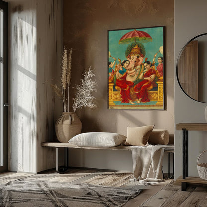 Immerse yourself in the captivating serenity of this traditional Indian art piece. The vibrant for loft