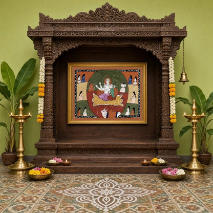 Experience the divine tranquility of Lord Shiva and Parvati surrounded by their celestial assembly for Home Temple