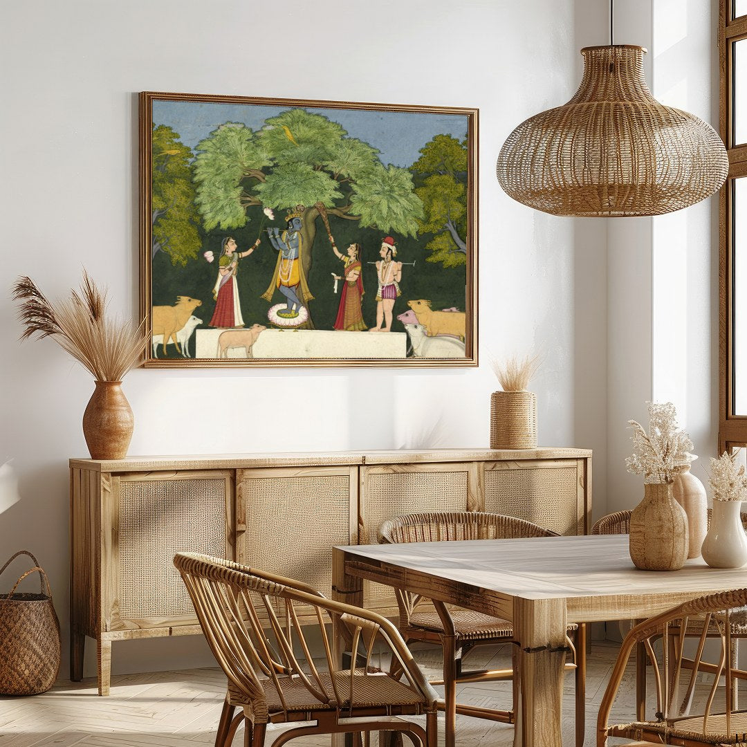 Immerse yourself in the rich tapestry of mythological charm with this exquisite wall art capturing for Dining