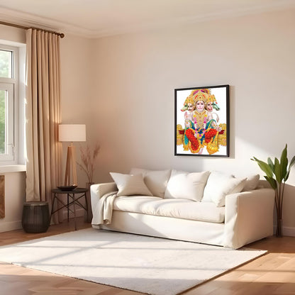 Immerse yourself in the divine energy of this vibrant artwork featuring the Hindu deity Hanuman. for Family Room