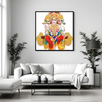 Immerse yourself in the divine energy of this vibrant artwork featuring the Hindu deity Hanuman. for Sitting Area
