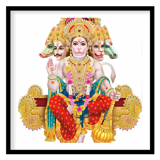 Immerse yourself in the divine energy of this vibrant artwork featuring the Hindu deity Hanuman. for studio