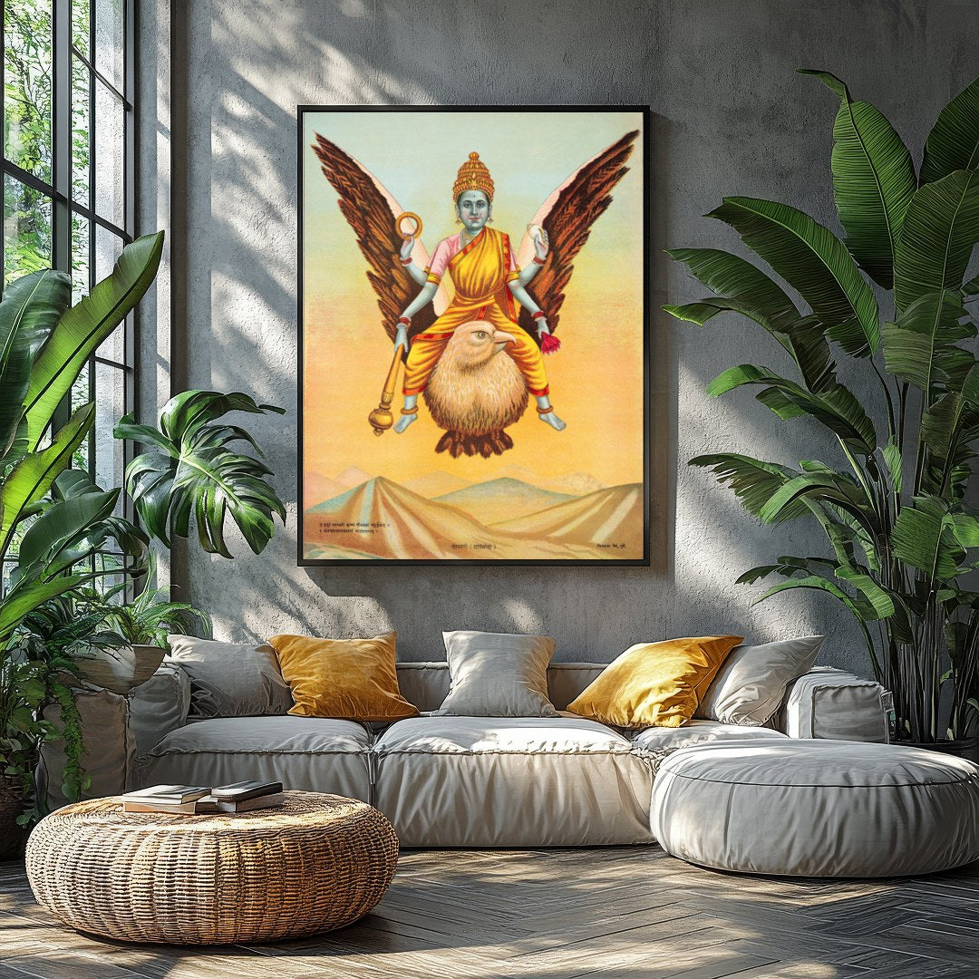 Experience the spiritual serenity of 'Divine Guardian in Flight,' a captivating piece that captures for Balcony