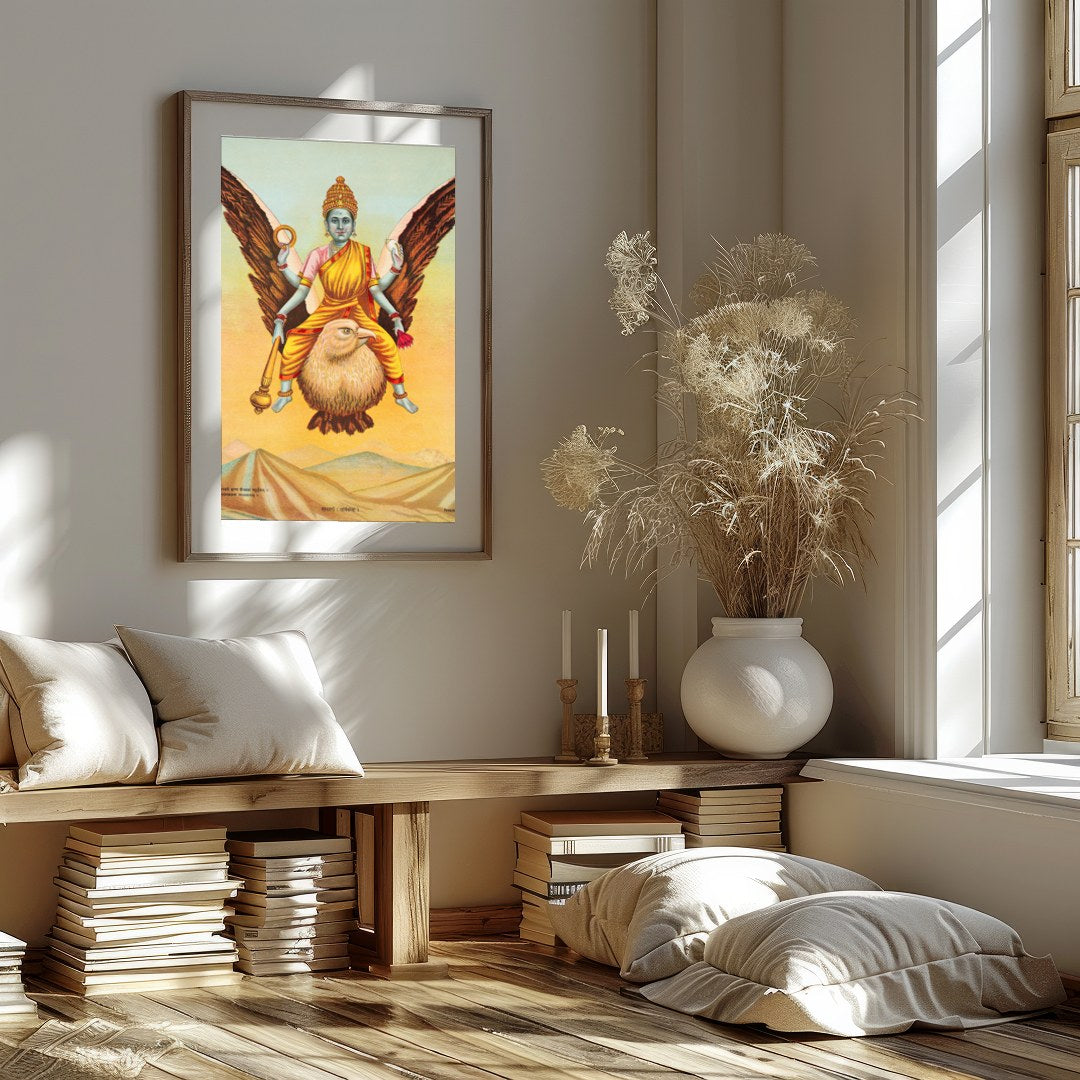 Experience the spiritual serenity of 'Divine Guardian in Flight,' a captivating piece that captures for space