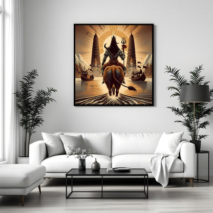 Immerse yourself in a majestic vision with this exquisite artwork, depicting a divine guardian's for Sitting Area