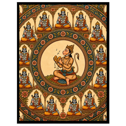 Immerse yourself in the divine energy of Lord Hanuman as he is beautifully encompassed by the Ram for residence