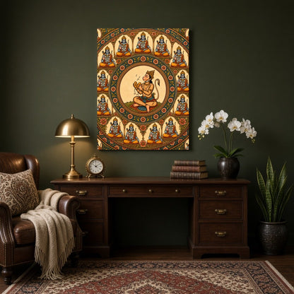 Immerse yourself in the divine energy of Lord Hanuman as he is beautifully encompassed by the Ram for Study