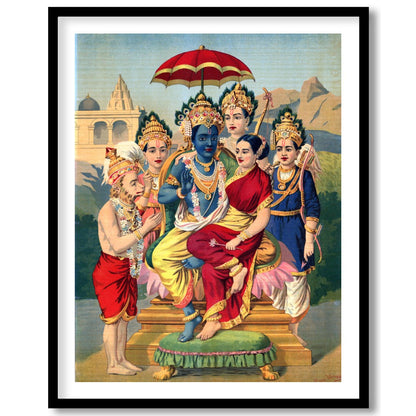 This exquisite artwork captures a divine scene with vibrant, historical detail. The harmonious for abode