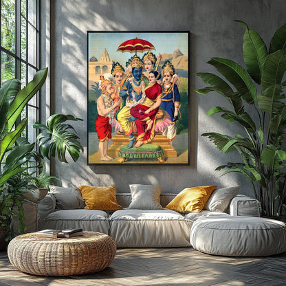 This exquisite artwork captures a divine scene with vibrant, historical detail. The harmonious for Balcony