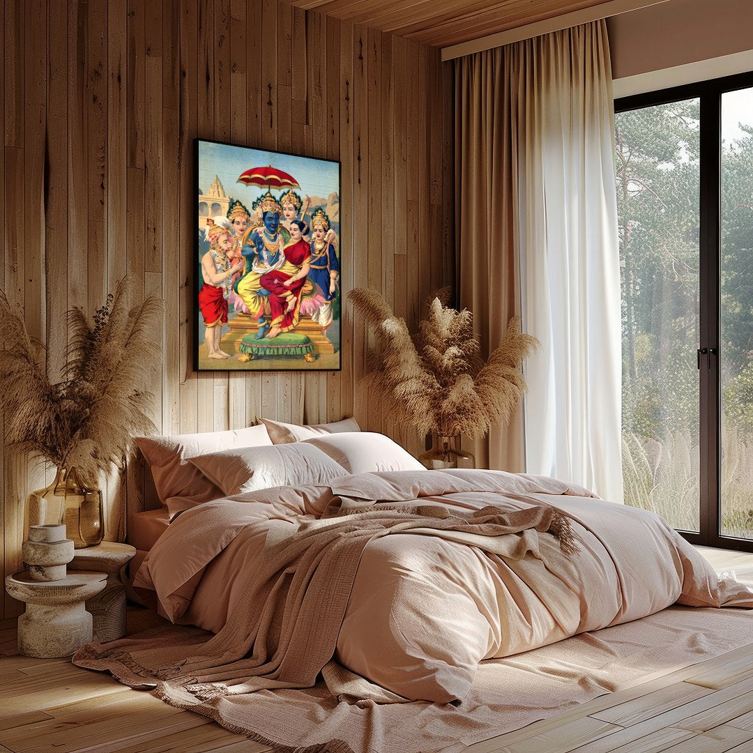 This exquisite artwork captures a divine scene with vibrant, historical detail. The harmonious for Bedroom