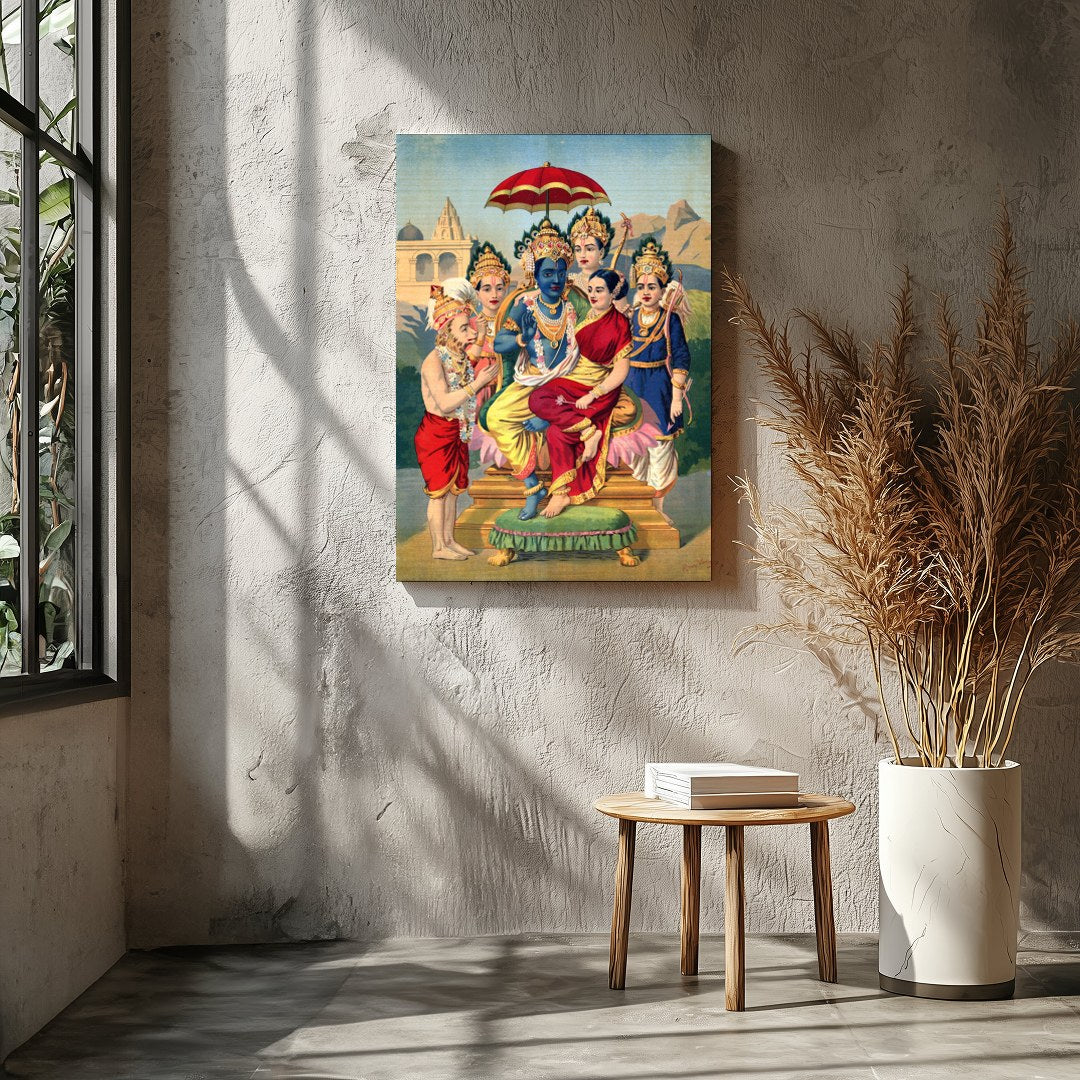 This exquisite artwork captures a divine scene with vibrant, historical detail. The harmonious for Entrance