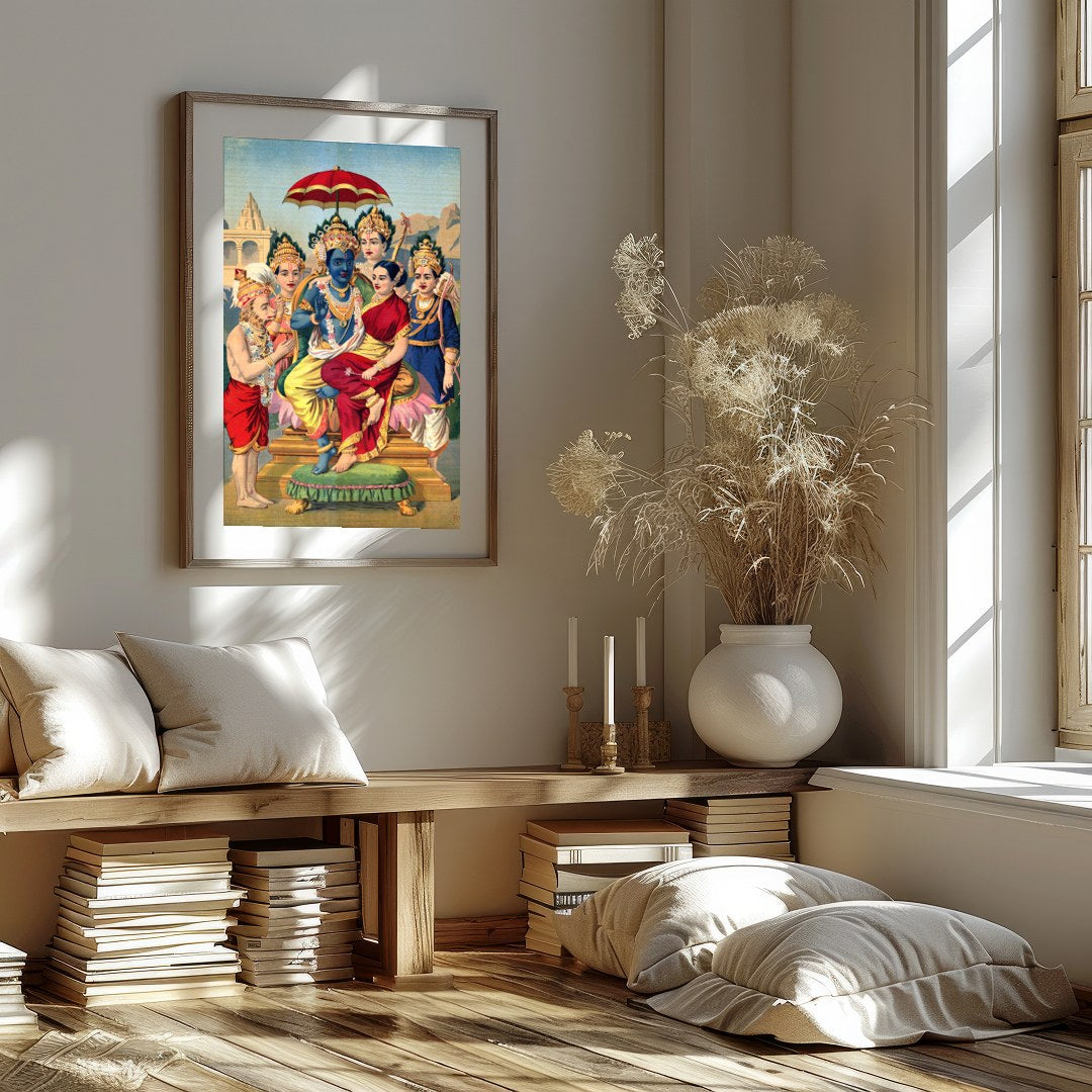 This exquisite artwork captures a divine scene with vibrant, historical detail. The harmonious for interior