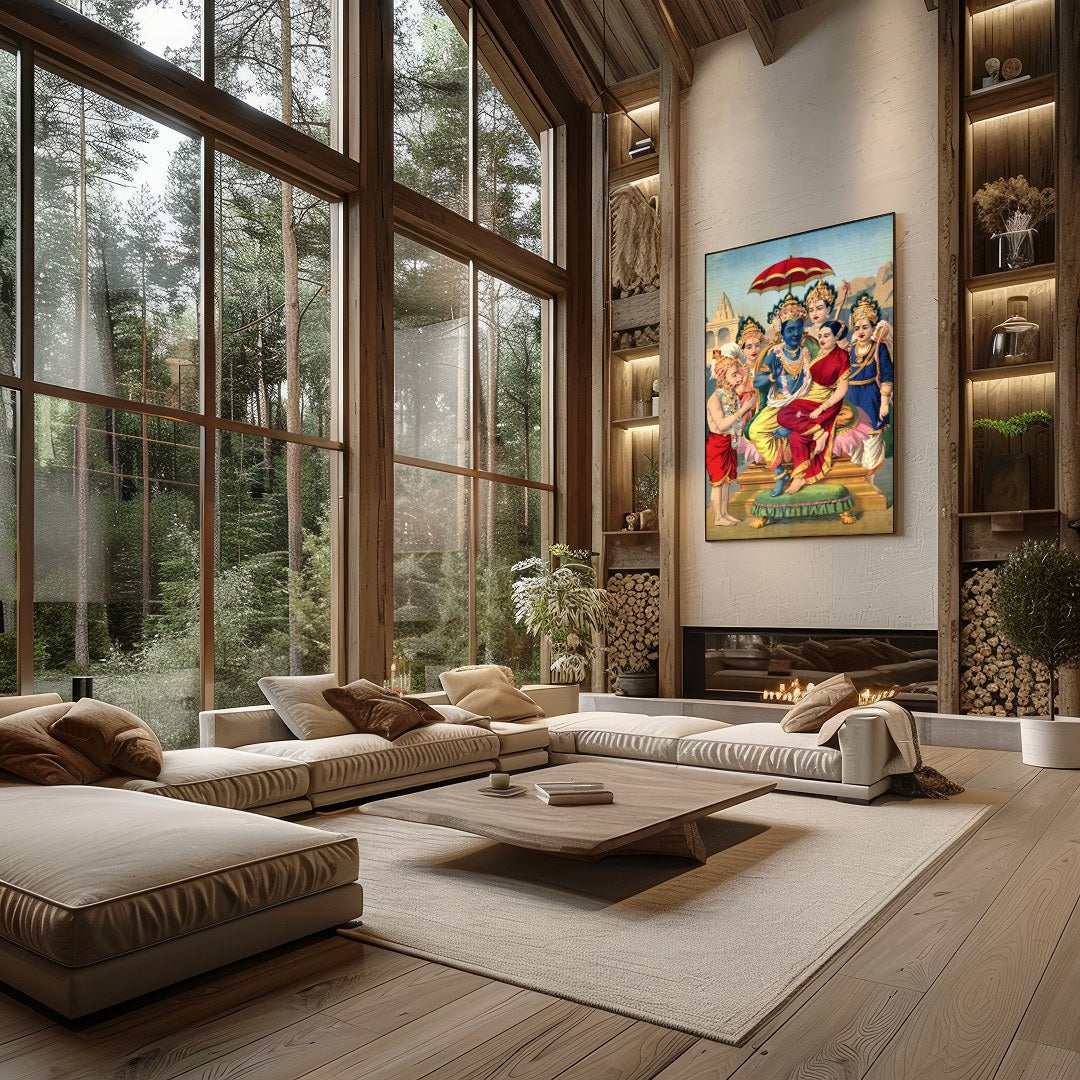 This exquisite artwork captures a divine scene with vibrant, historical detail. The harmonious for Living Room
