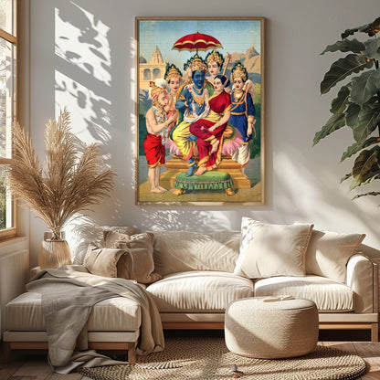 This exquisite artwork captures a divine scene with vibrant, historical detail. The harmonious for Sitting Area