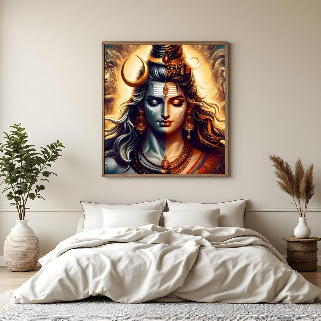 Immerse in the ethereal beauty of 'Divine Harmony', a captivating representation of balance and for Bedroom
