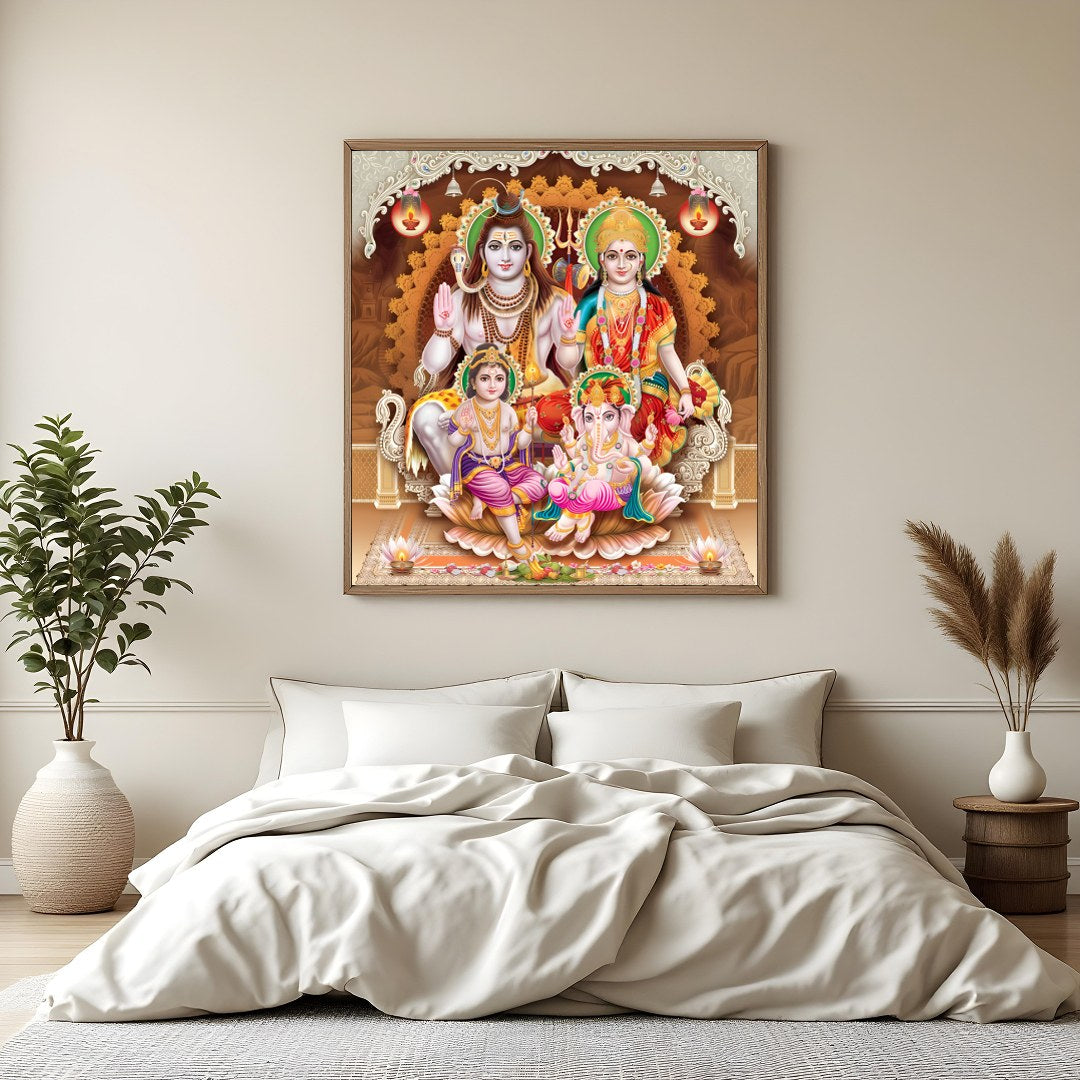 Immerse yourself in the spiritual essence with this vibrant artwork depicting a harmonious family for Bedroom