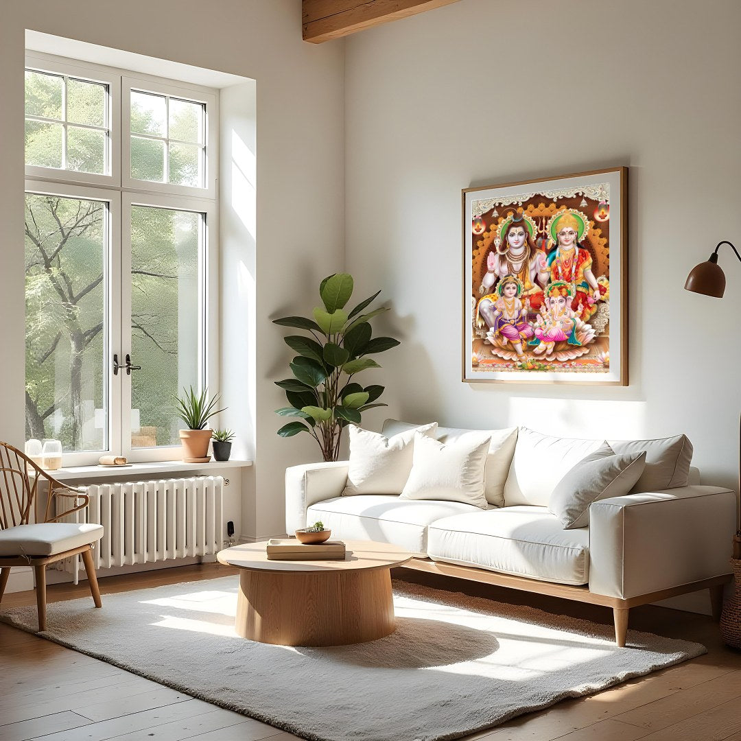 Immerse yourself in the spiritual essence with this vibrant artwork depicting a harmonious family for Living Room