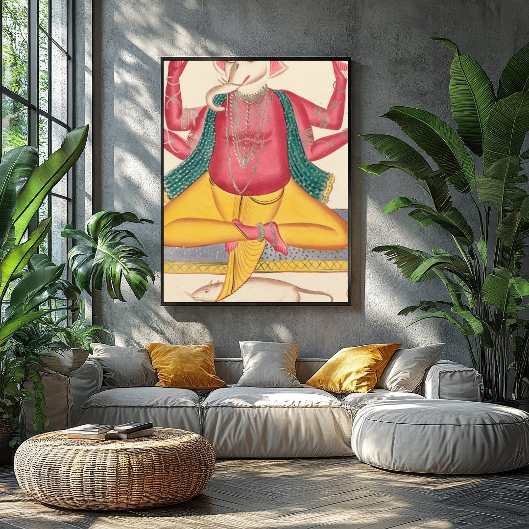 Embrace the spiritual elegance of this exquisite artwork depicting Ganesha, the revered deity of for Balcony