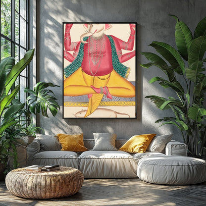 Embrace the spiritual elegance of this exquisite artwork depicting Ganesha, the revered deity of for Balcony