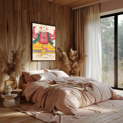 Embrace the spiritual elegance of this exquisite artwork depicting Ganesha, the revered deity of for Bedroom
