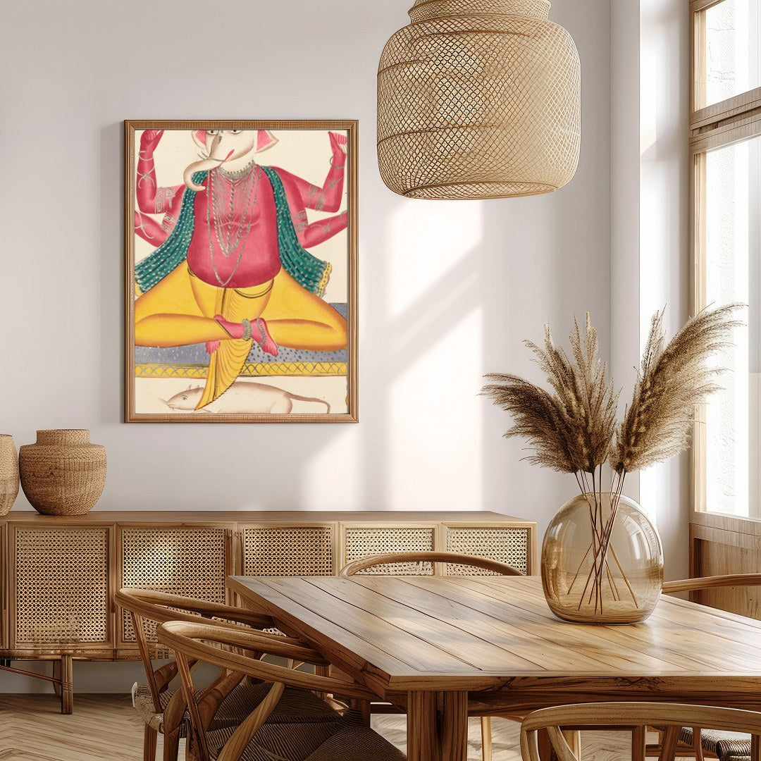 Embrace the spiritual elegance of this exquisite artwork depicting Ganesha, the revered deity of for Extra Kitchen