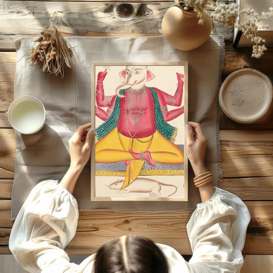 Embrace the spiritual elegance of this exquisite artwork depicting Ganesha, the revered deity of for Kitchen