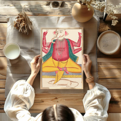 Embrace the spiritual elegance of this exquisite artwork depicting Ganesha, the revered deity of for Kitchen