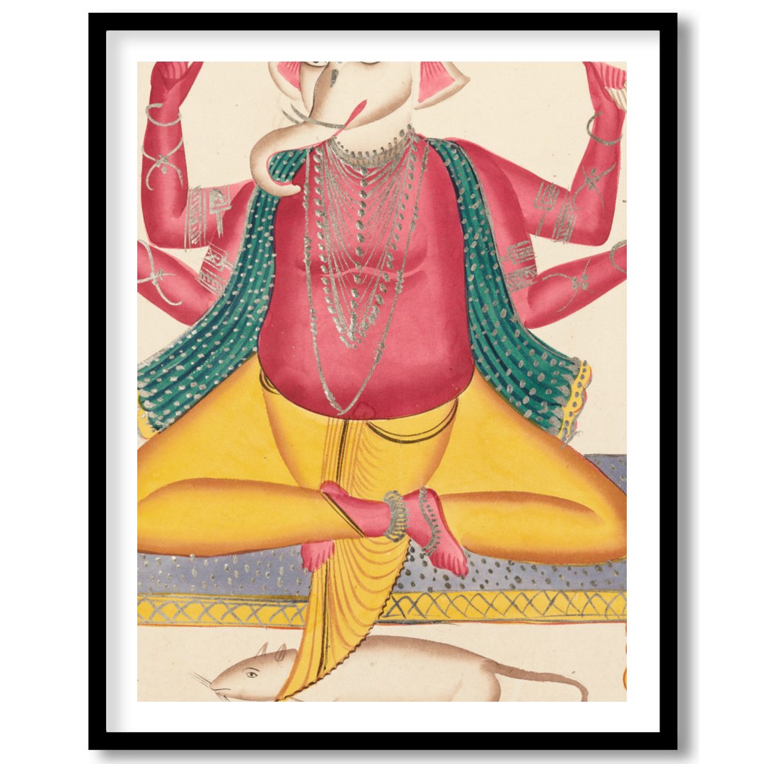 Embrace the spiritual elegance of this exquisite artwork depicting Ganesha, the revered deity of for space