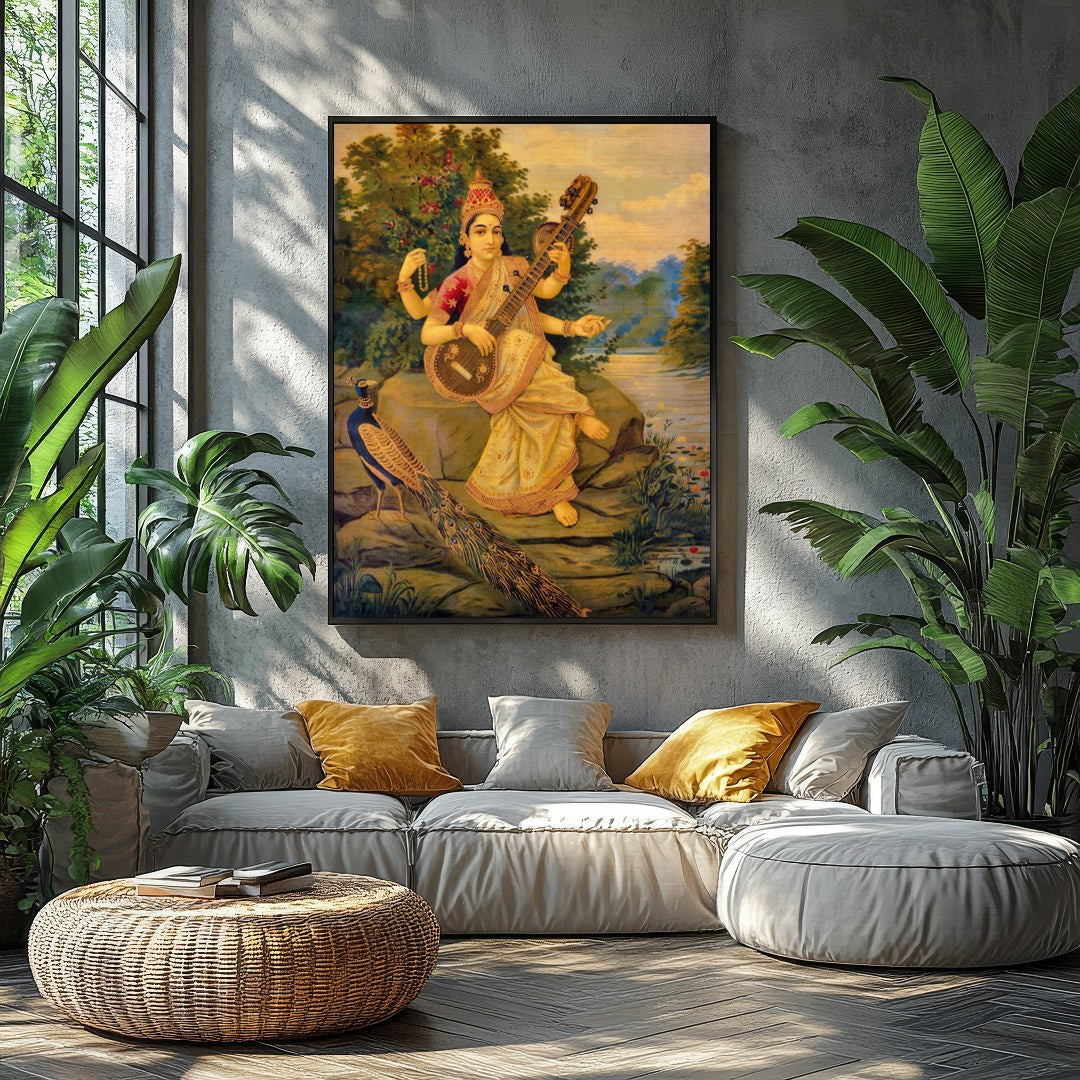 Immerse yourself in the serene beauty of this exquisite artwork depicting a goddess gracefully for Balcony