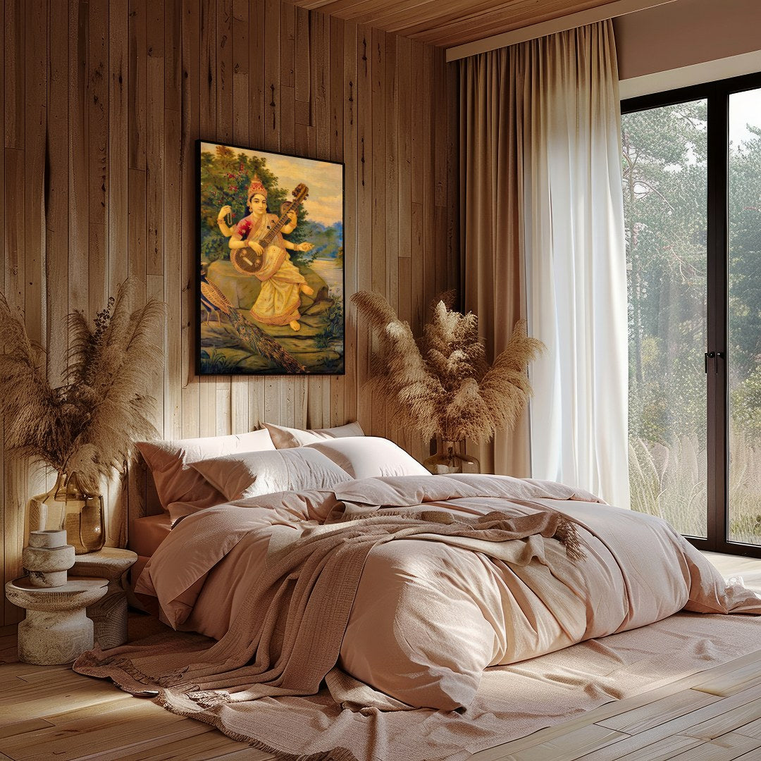 Immerse yourself in the serene beauty of this exquisite artwork depicting a goddess gracefully for Bedroom