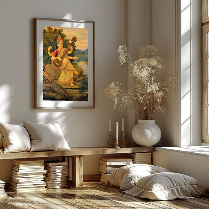 Immerse yourself in the serene beauty of this exquisite artwork depicting a goddess gracefully for room
