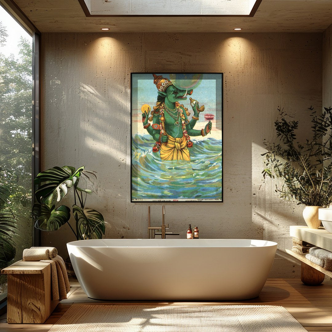 Immerse yourself in a world where mysticism meets artistry with this captivating depiction of a for Bathroom